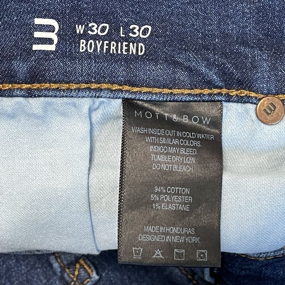 Mott & Bow Womens Boyfriend Jeans W30 L30 Dark Wash Stretch Denim - Picture 3 of 6